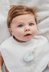 3 Marthas 3M medium appliqued bib blue lamb