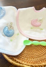 3 Marthas 3M medium appliqued bib blue lamb