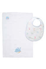 3 Marthas 3M boxed burp/bib set blue bunny