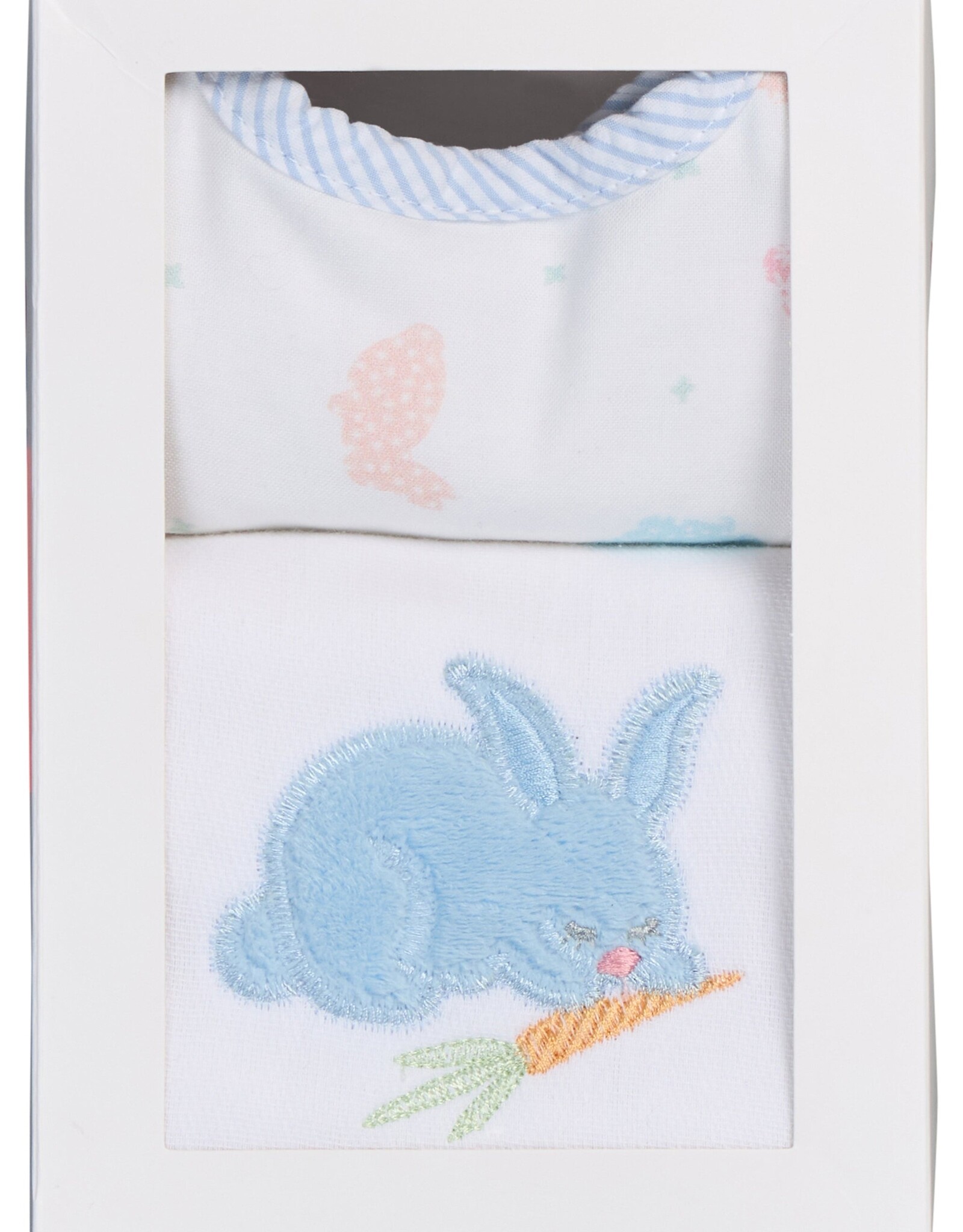 3 Marthas 3M boxed burp/bib set blue bunny