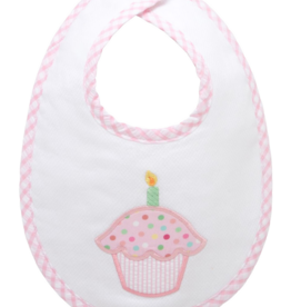 3 Marthas Appliqued Birthday Cupcake Bib Pink
