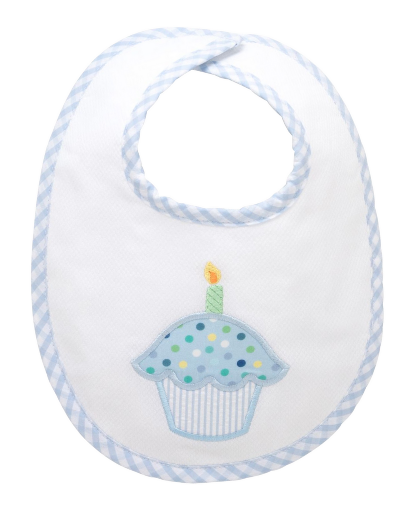 3 Marthas 3M medium appliqued bib cupcake bl
