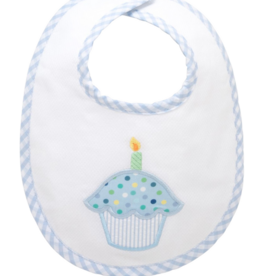 3 Marthas Appliqued Birthday Cupcake Bib Blue