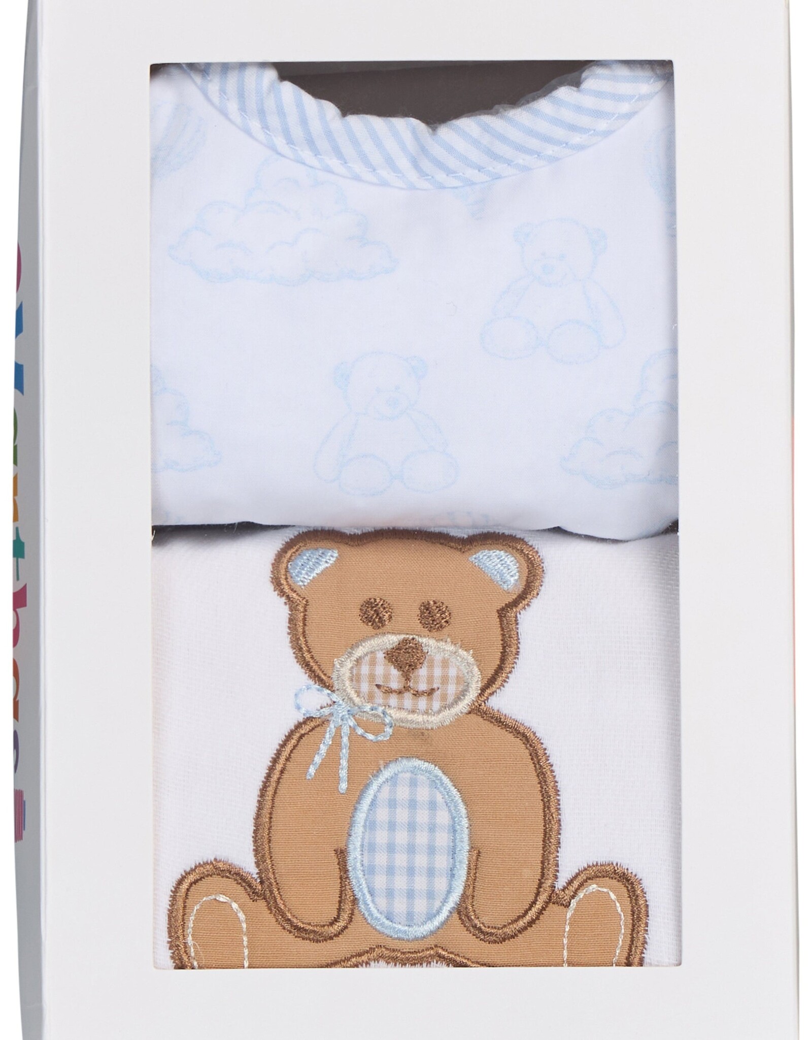 3 Marthas 3M boxed burp/bib set Teddy Bear Blue