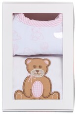 3 Marthas 3M boxed burp/bib set Teddy Bear Pink
