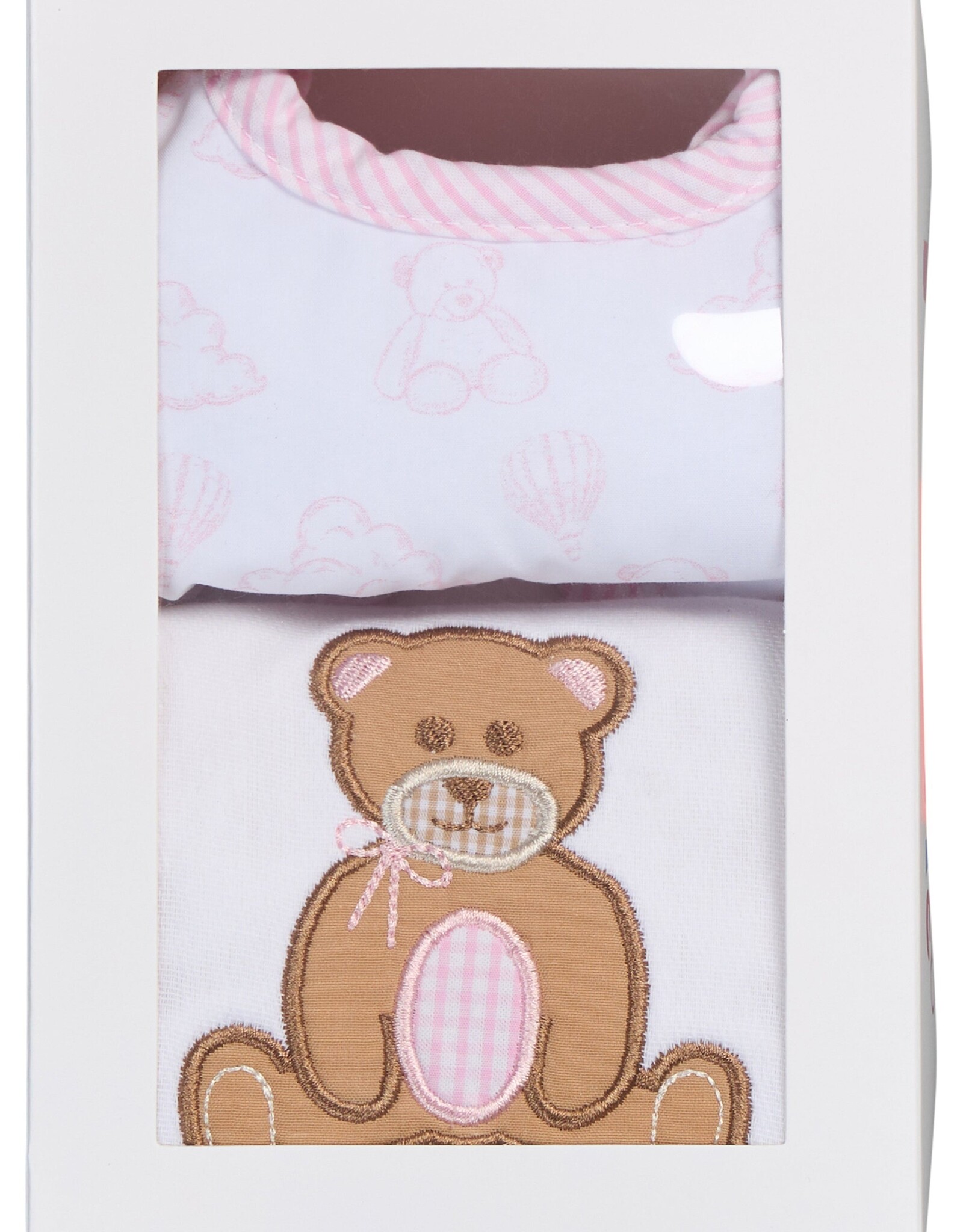 3 Marthas 3M boxed burp/bib set Teddy Bear Pink