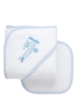 3 Marthas 3M Boxed Hooded Towel Set Blue Plane
