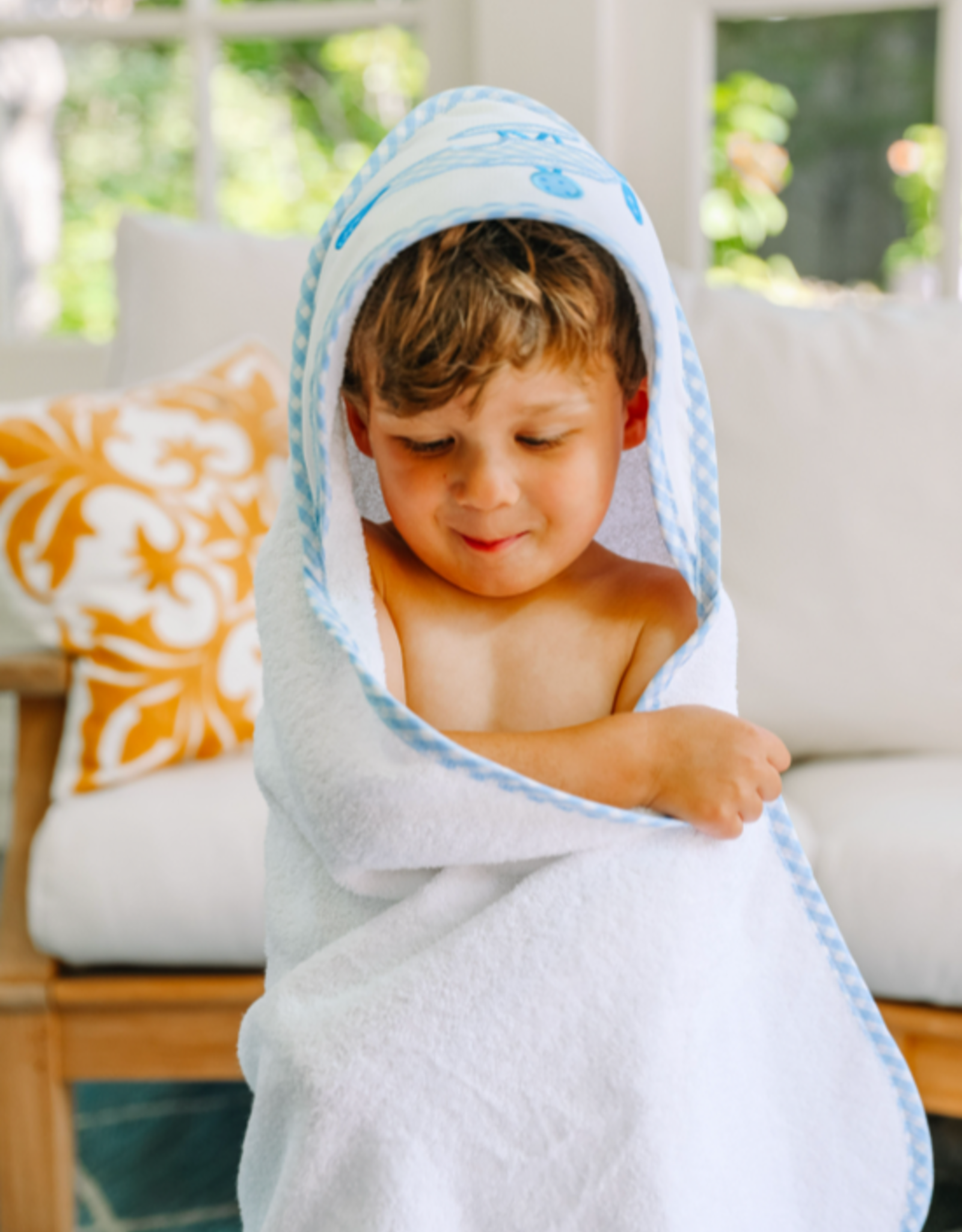 3 Marthas 3M Boxed Hooded Towel Set Blue Plane