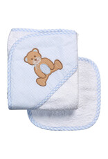 3 Marthas 3M Boxed Hooded Towel Set Teddy Bear Blue