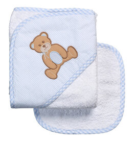3 Marthas Boxed Hooded Towel Set Teddy Bear Blue