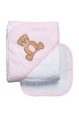 3 Marthas 3M Boxed Hooded Towel Set Teddy Bear Pink
