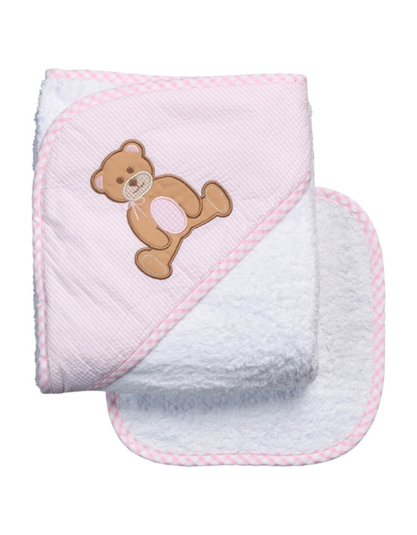 3 Marthas 3M Boxed Hooded Towel Set Teddy Bear Pink