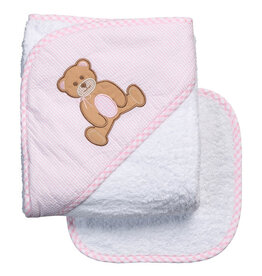 3 Marthas Boxed Hooded Towel Set Teddy Bear Pink