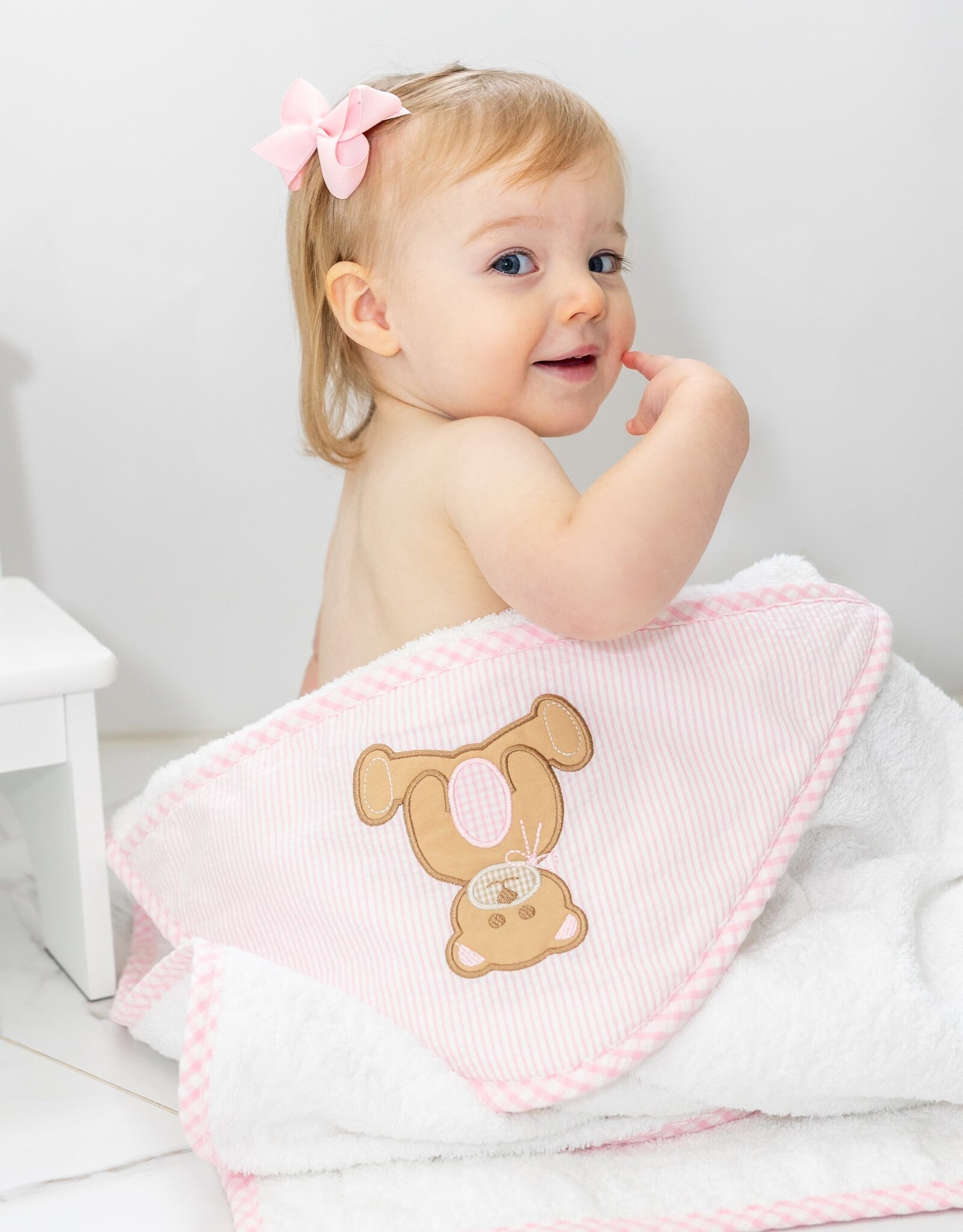 3 Marthas 3M Boxed Hooded Towel Set Teddy Bear Pink