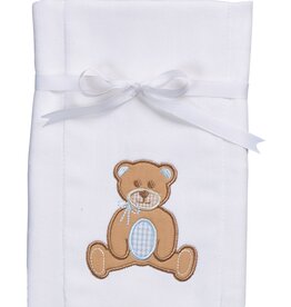 3 Marthas appliqued burp pad Teddy Bear Blue