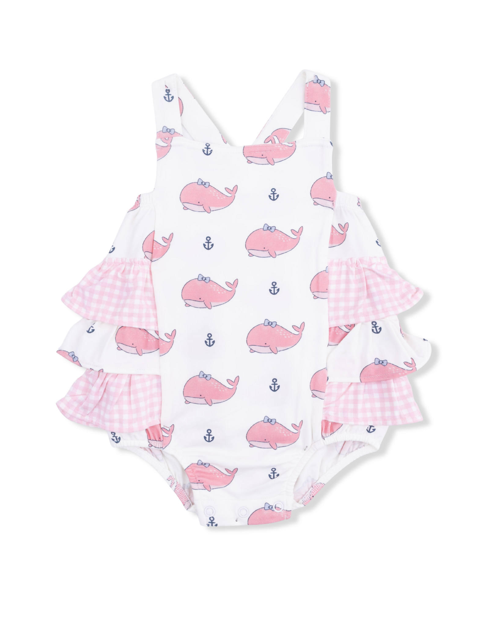 Angel Dear ADS26 Bubbly Whale Pink Ruffle Sunsuit
