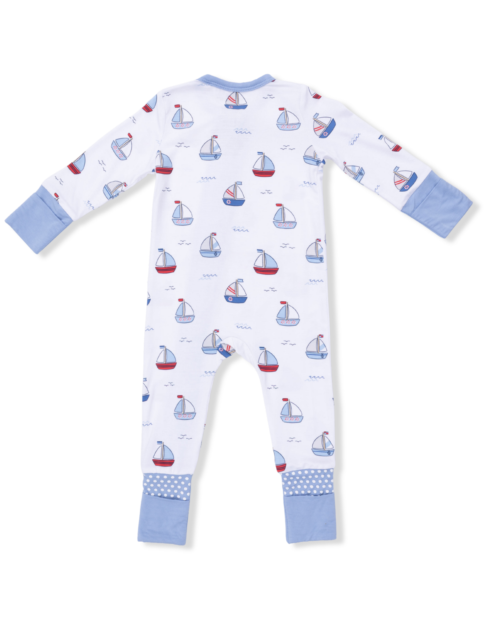 Angel Dear ADS26 2 Way Zipper Romper Bubbly Sailboats Blue