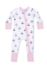 Angel Dear ADS26 2 Way Zipper Romper Bubbly Sailboats Pink