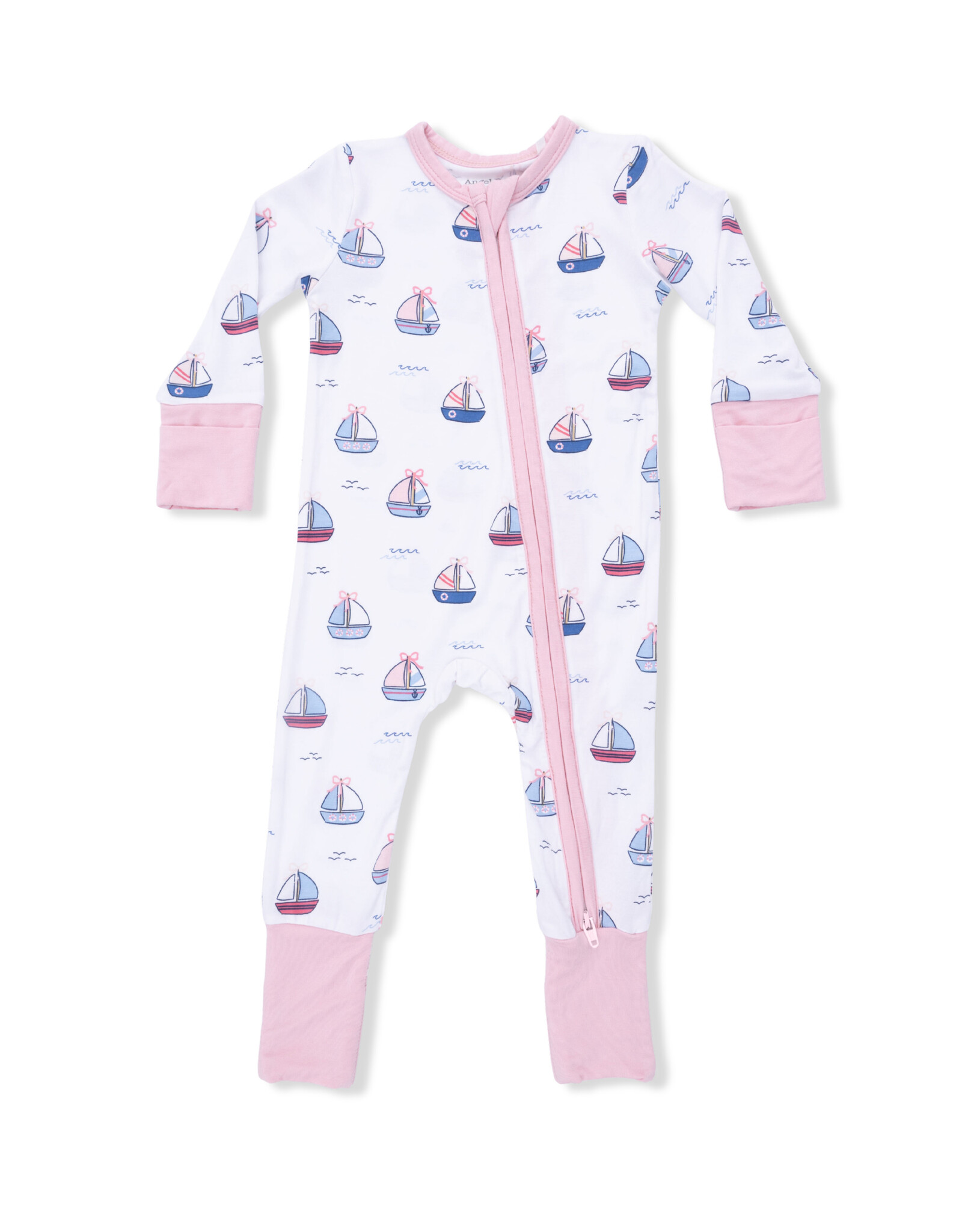 Angel Dear ADS26 2 Way Zipper Romper Bubbly Sailboats Pink