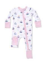 Angel Dear ADS26 2 Way Zipper Romper Bubbly Sailboats Pink