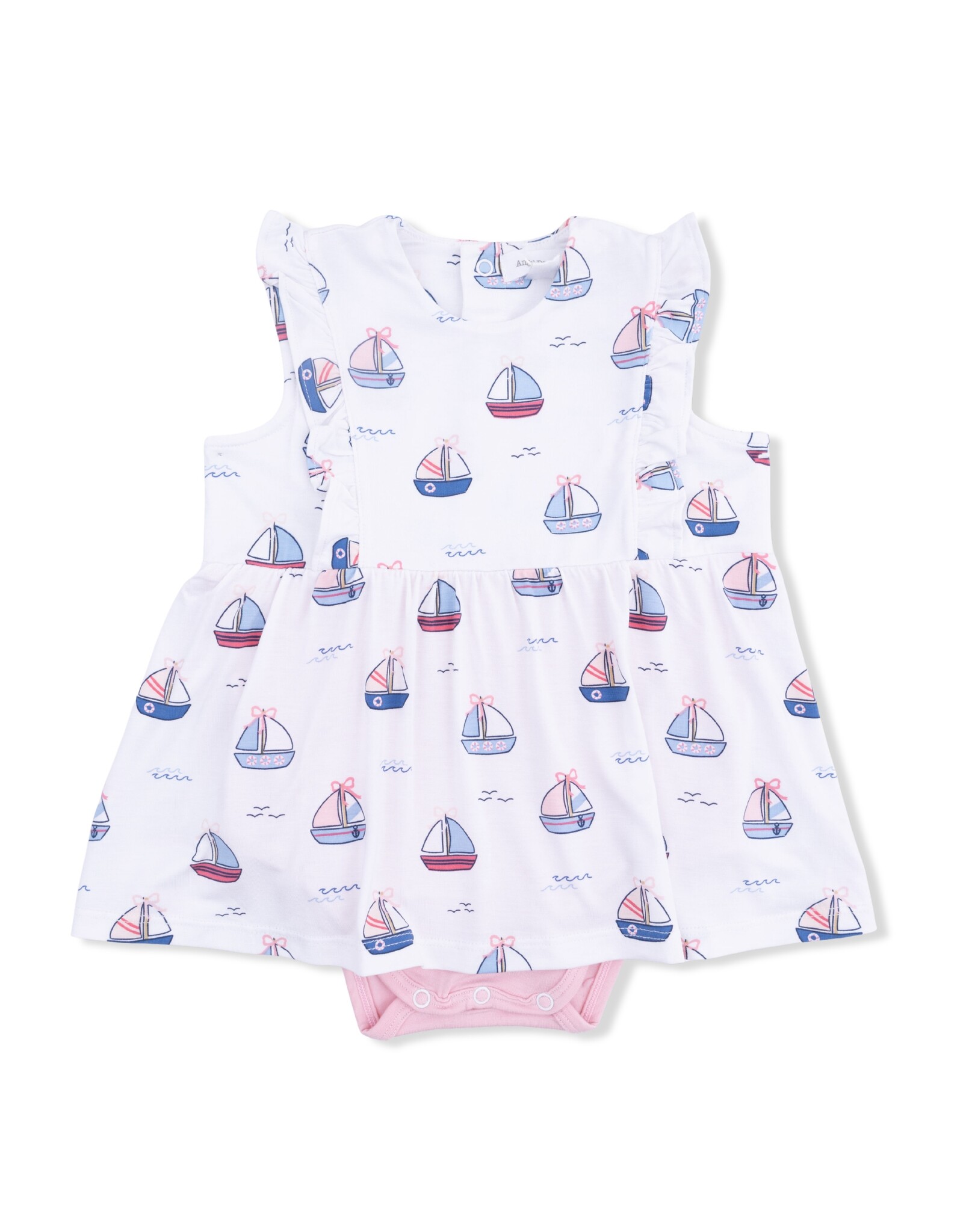 Angel Dear ADS26 Bubbly Sailboats pink Ruffle Bodysuit
