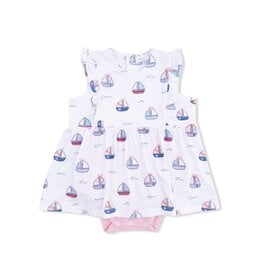 Angel Dear Bubbly Sailboats pink Ruffle Bodysuit