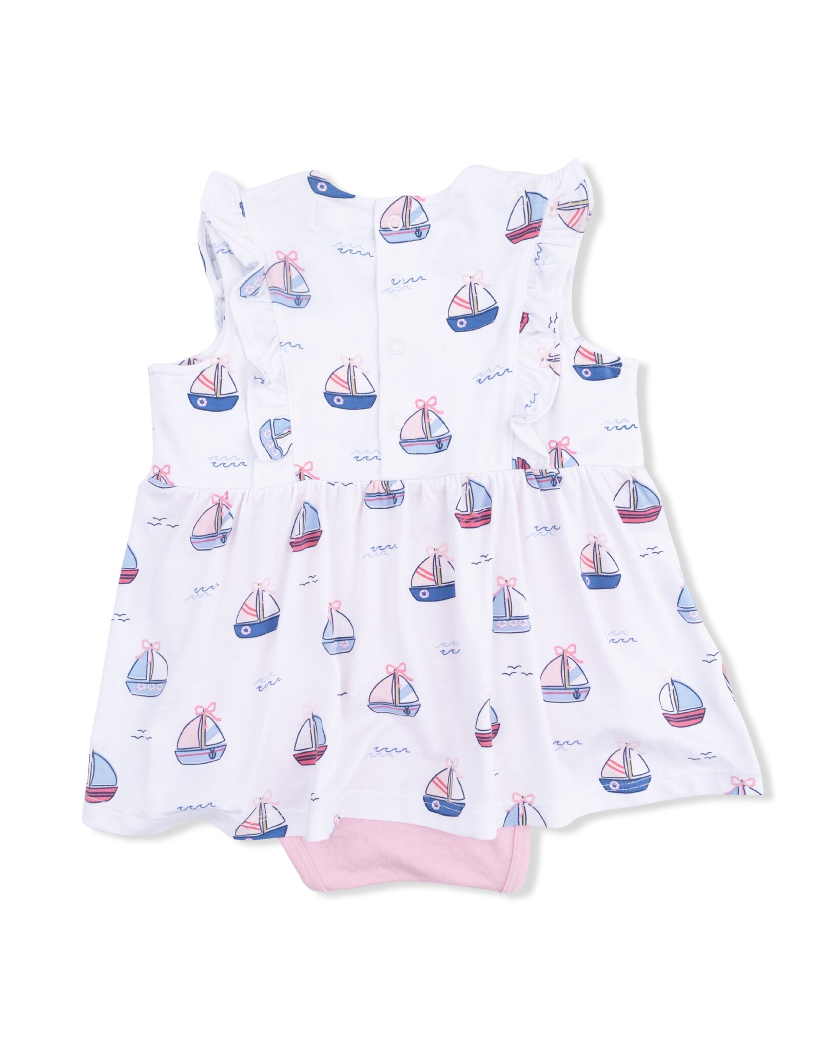 Angel Dear ADS26 Bubbly Sailboats pink Ruffle Bodysuit