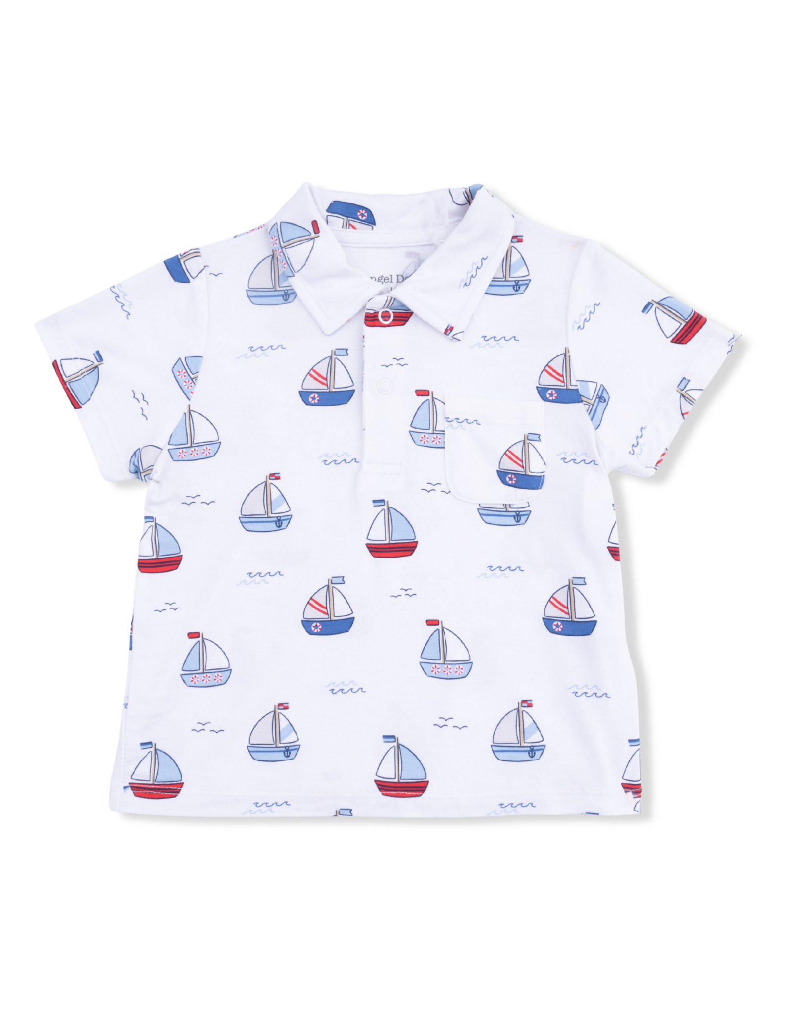 Angel Dear ADS26 Bubbly Sailboats Blue Polo Short Set