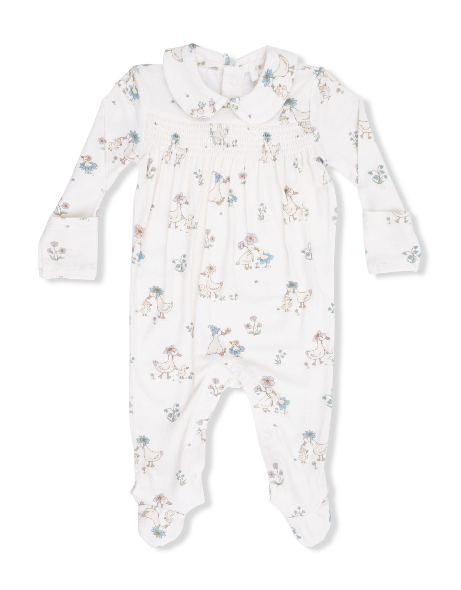 Angel Dear ADS26 Smocked Peter Pan Footie Flower Ducklings