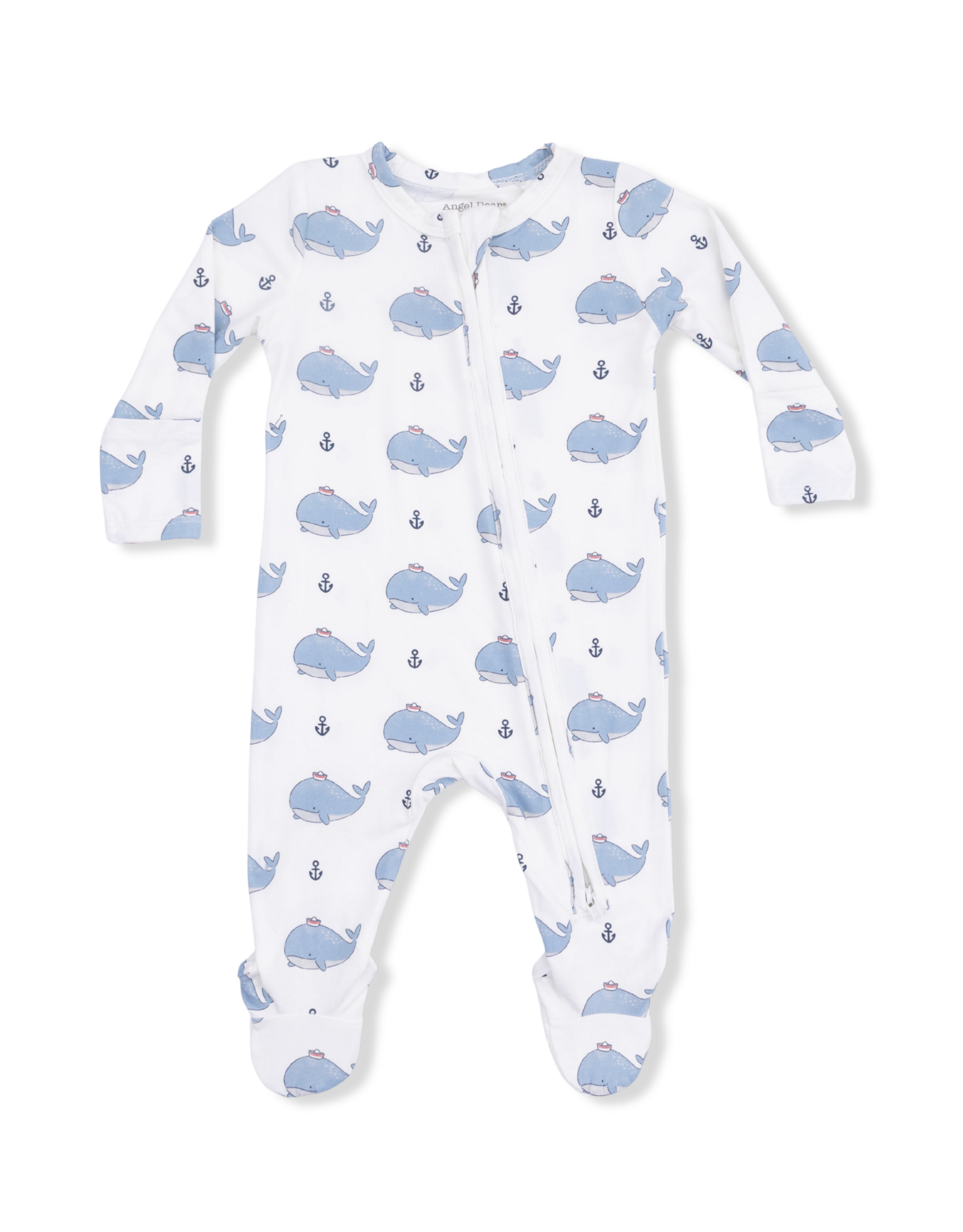 Angel Dear ADS26 2 Way Zipper Footie Bubbly Sailor Whales  Blue