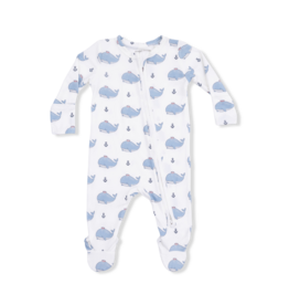 Angel Dear 2 Way Zipper Footie Bubbly Sailor Whales  Blue