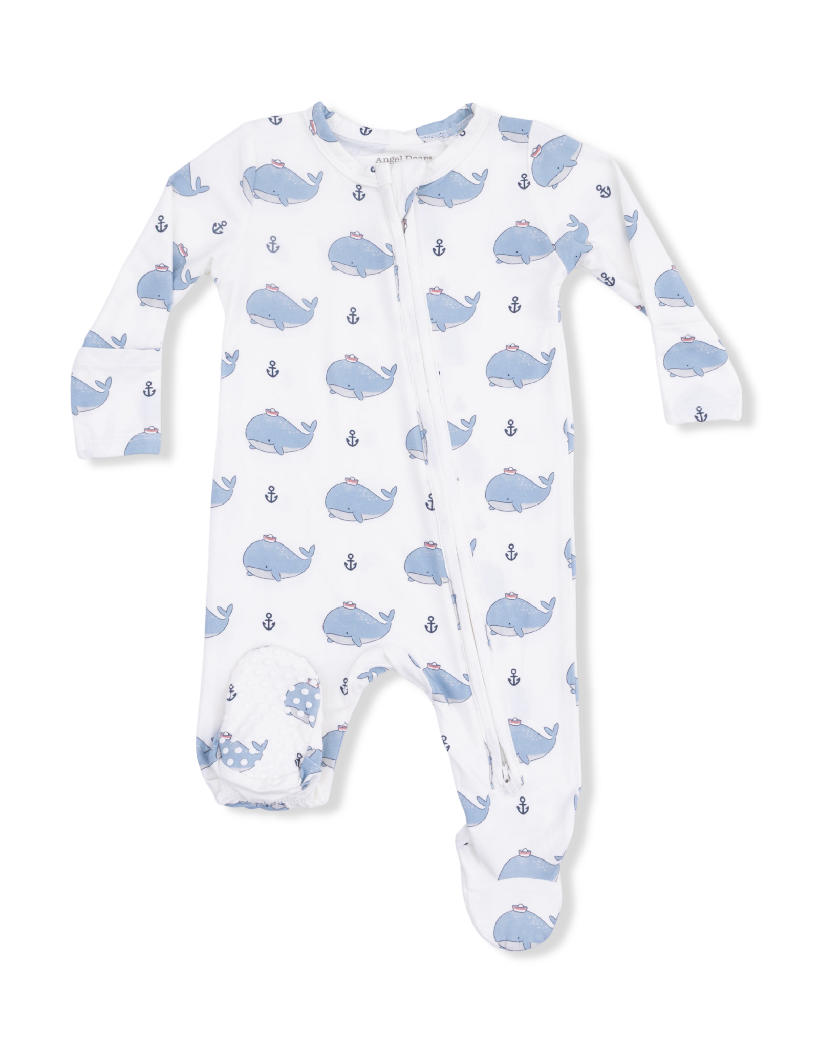 Angel Dear ADS26 2 Way Zipper Footie Bubbly Sailor Whales  Blue