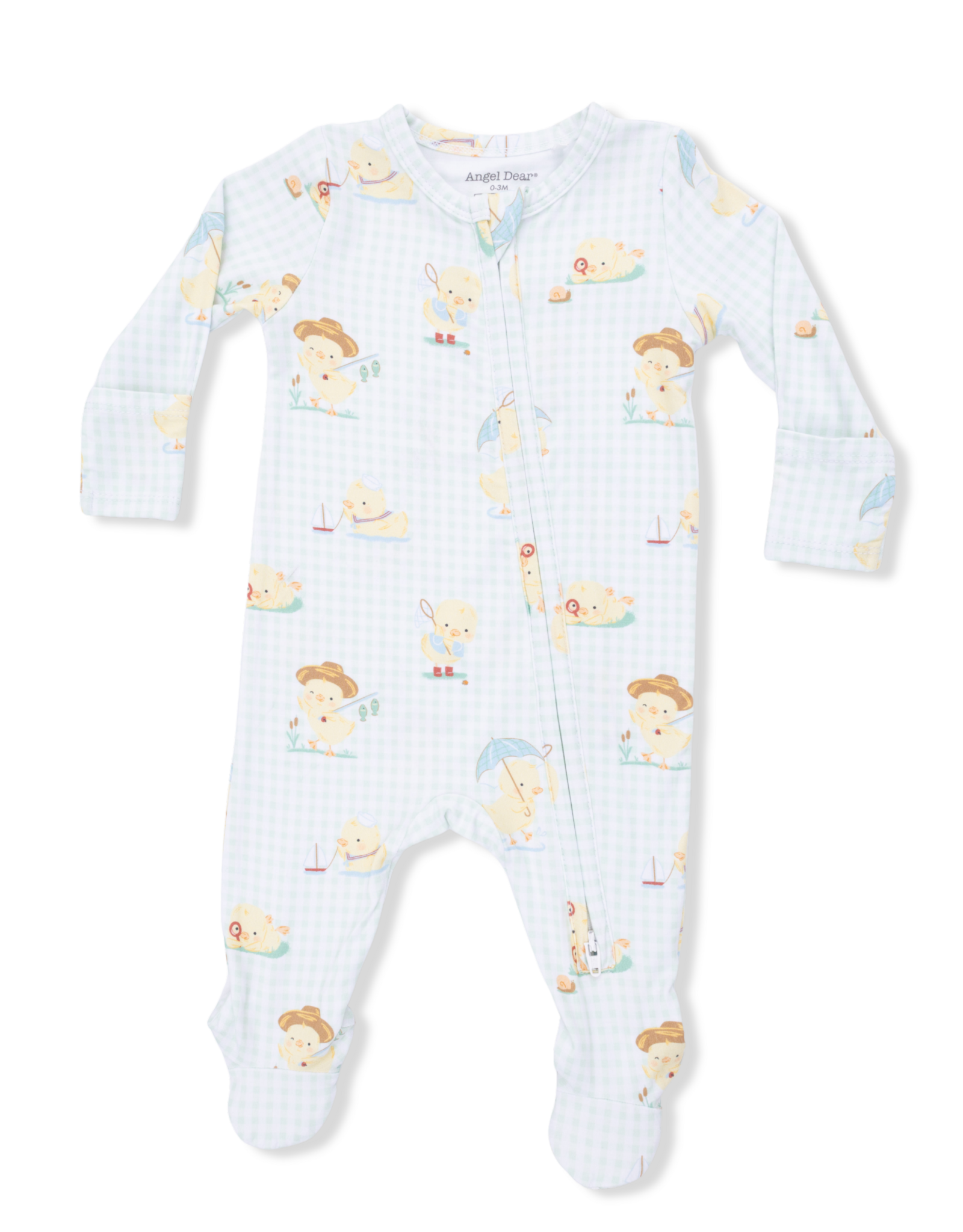 Angel Dear ADS26 2 Way Zipper Footie Vintage Spring Ducklings Green