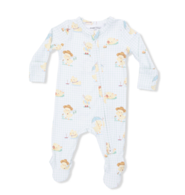 Angel Dear 2 Way Zipper Footie Vintage Spring Ducklings Green