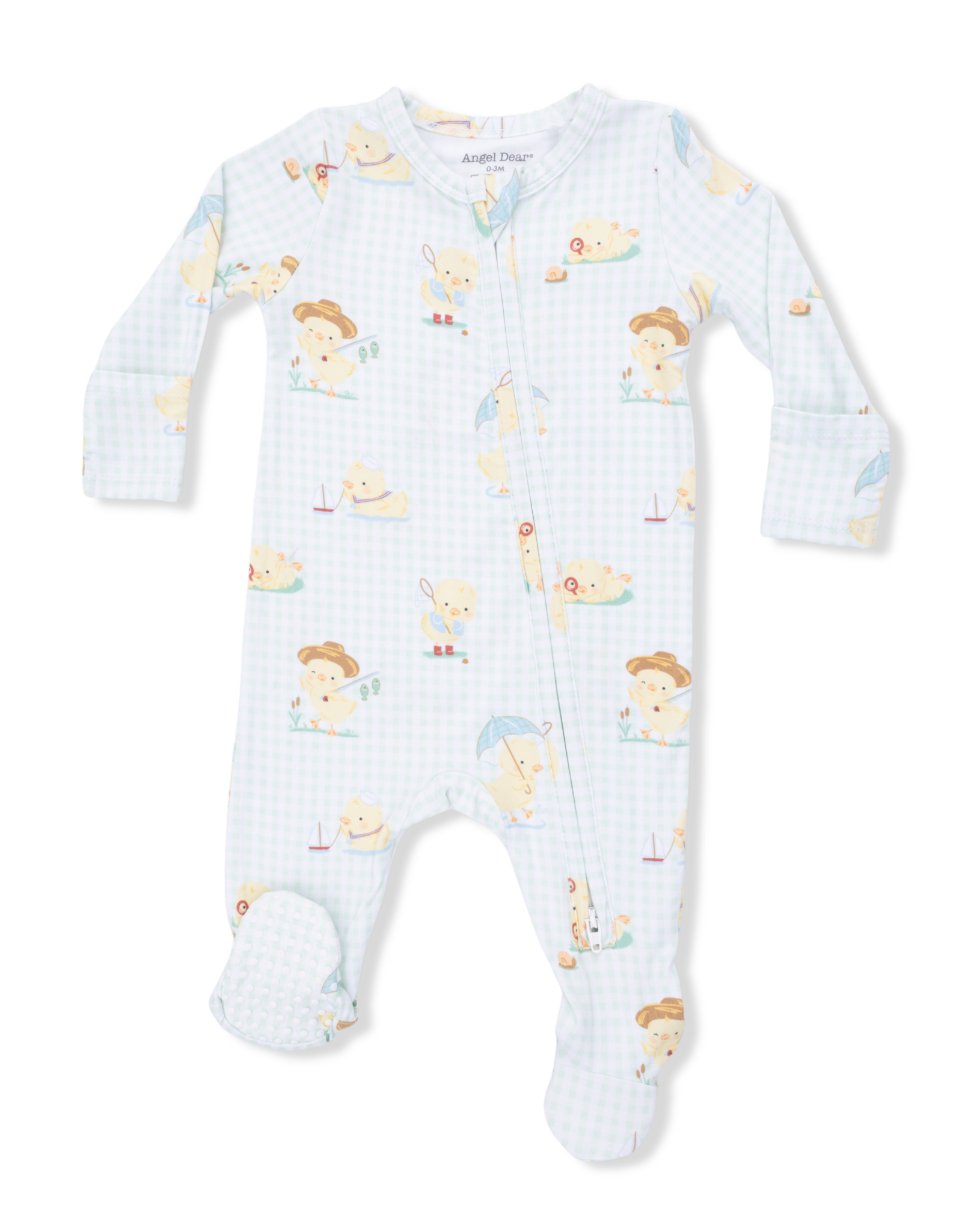 Angel Dear ADS26 2 Way Zipper Footie Vintage Spring Ducklings Green