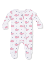 Angel Dear ADS26 2 Way Zipper Ruffle Footie Bubbly Whale Pink