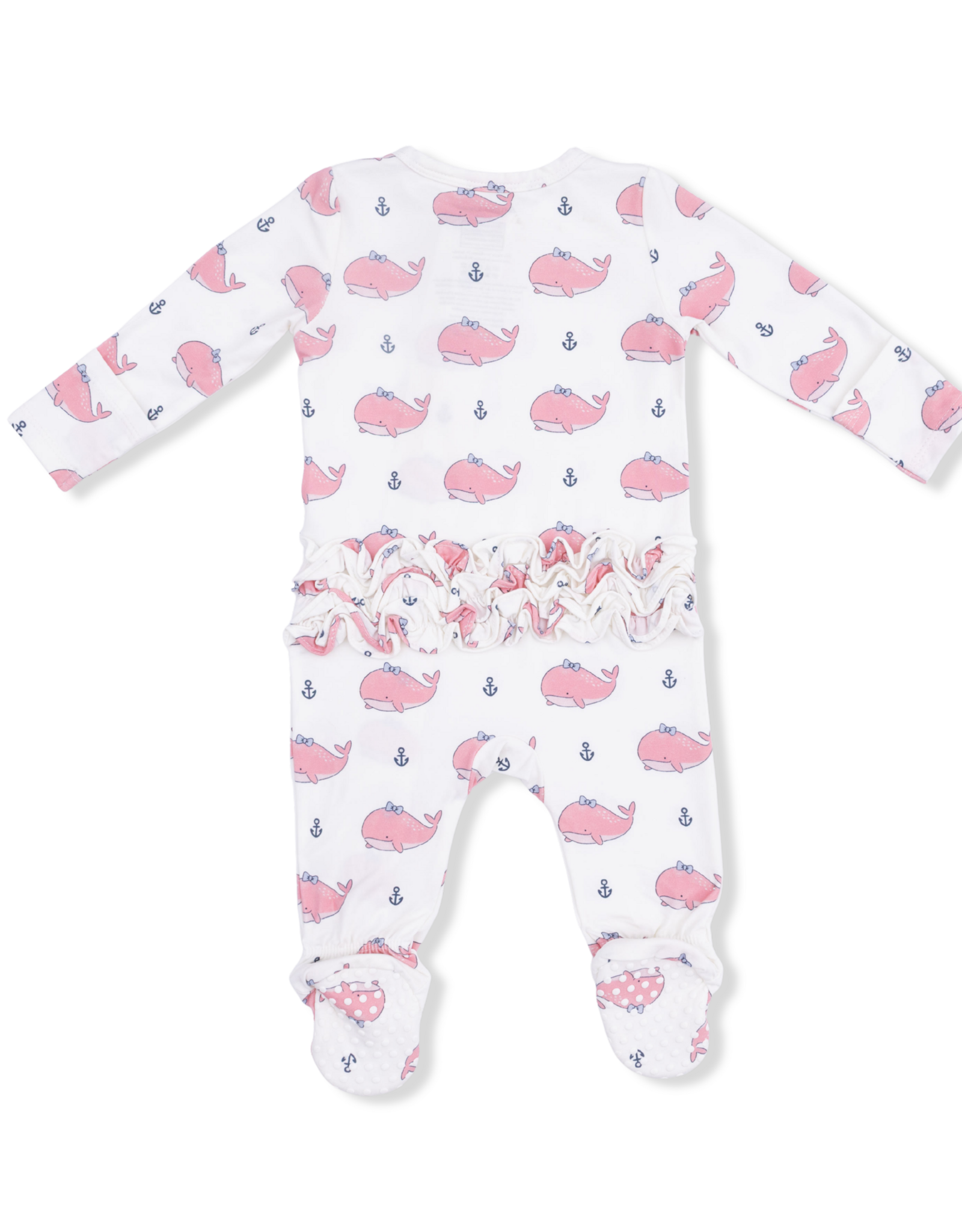 Angel Dear ADS26 2 Way Zipper Ruffle Footie Bubbly Whale Pink