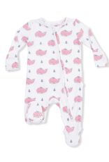 Angel Dear ADS26 2 Way Zipper Ruffle Footie Bubbly Whale Pink