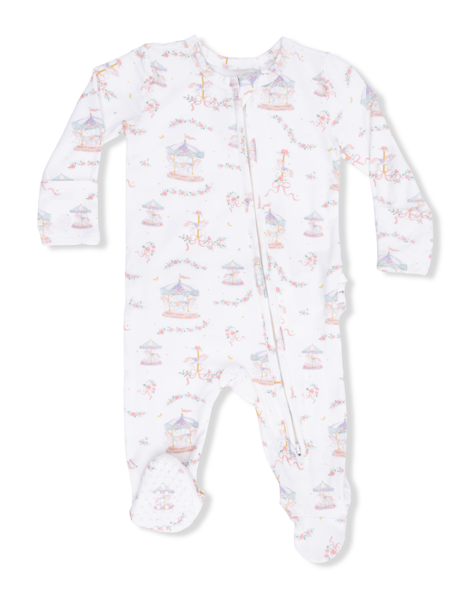 Angel Dear ADS26 2 Way Zipper Ruffle Footie Carousel Bows