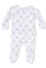 Angel Dear ADS26 2 Way Zipper Ruffle Footie Heirloom Rose Stripe