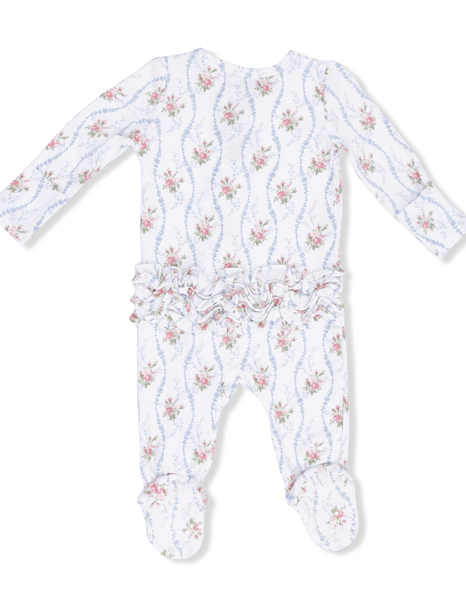 Angel Dear ADS26 2 Way Zipper Ruffle Footie Heirloom Rose Stripe