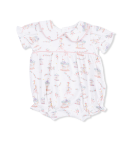 Angel Dear Carousel Bows Puff Sleeve Babydoll Bubble