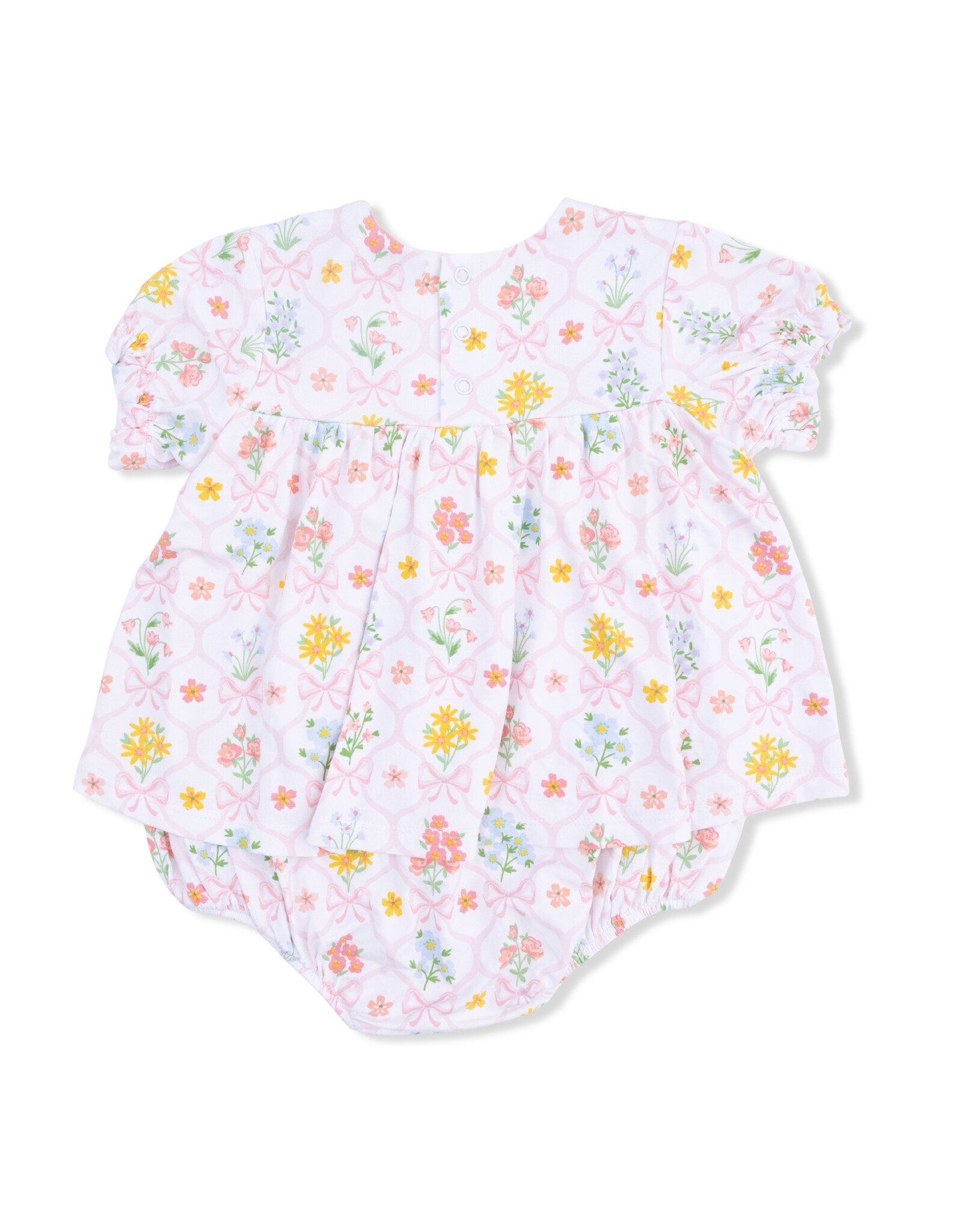 Angel Dear ADS26 Spring Blooms Bow  Trellis Smocked Bubble w/Skirt