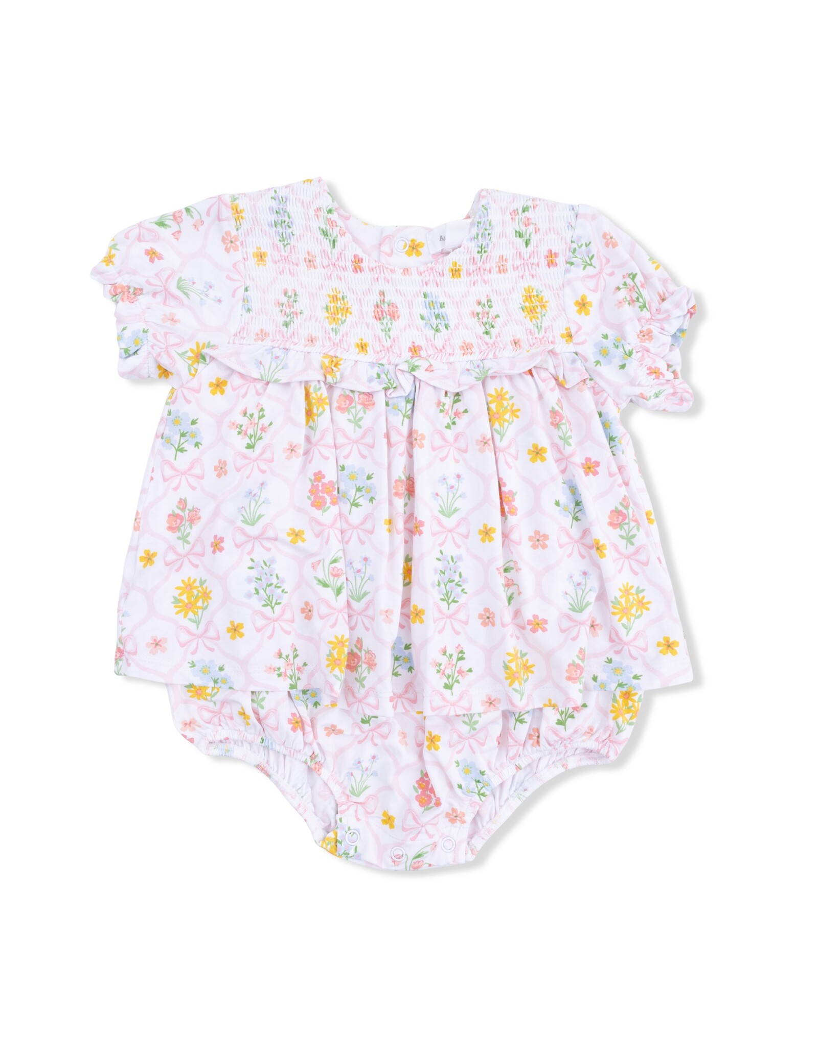 Angel Dear ADS26 Spring Blooms Bow  Trellis Smocked Bubble w/Skirt