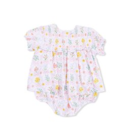 Angel Dear Spring Blooms Bow  Trellis Smocked Bubble w/Skirt