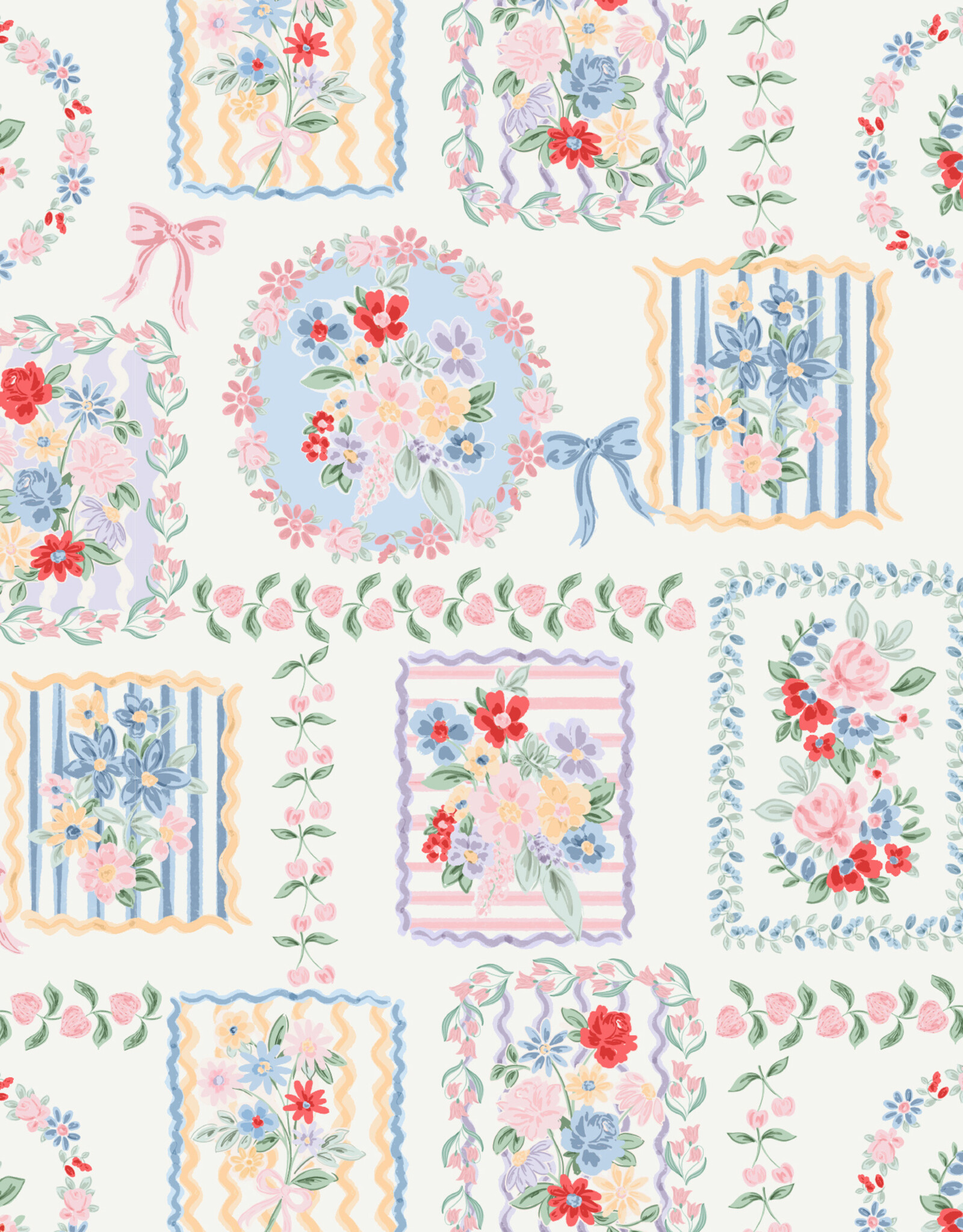 Angel Dear ADS26 Julep's Floral Patchwork Ric Rac Ruffle Sunsuit