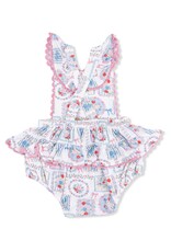 Angel Dear ADS26 Julep's Floral Patchwork Ric Rac Ruffle Sunsuit