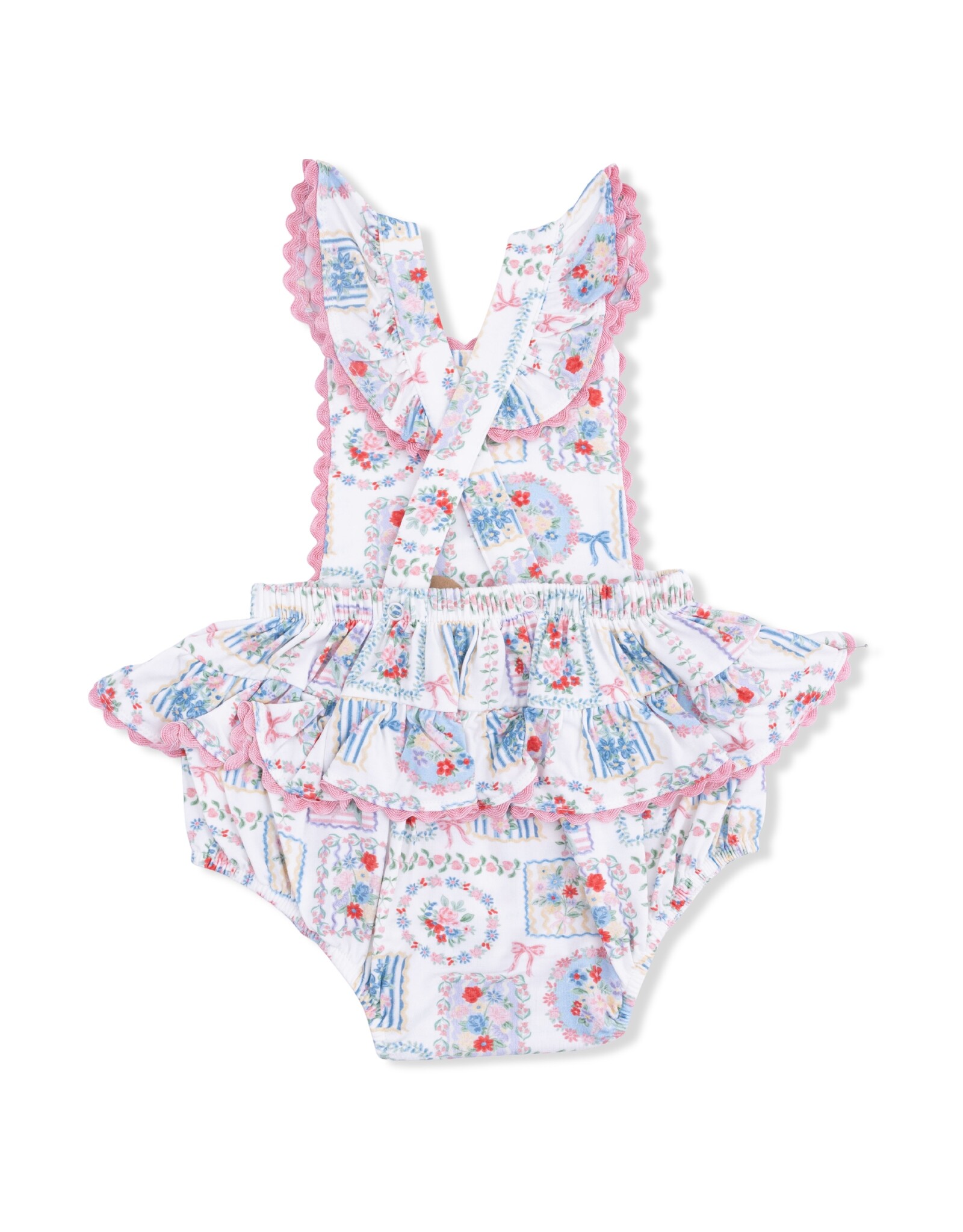 Angel Dear ADS26 Julep's Floral Patchwork Ric Rac Ruffle Sunsuit