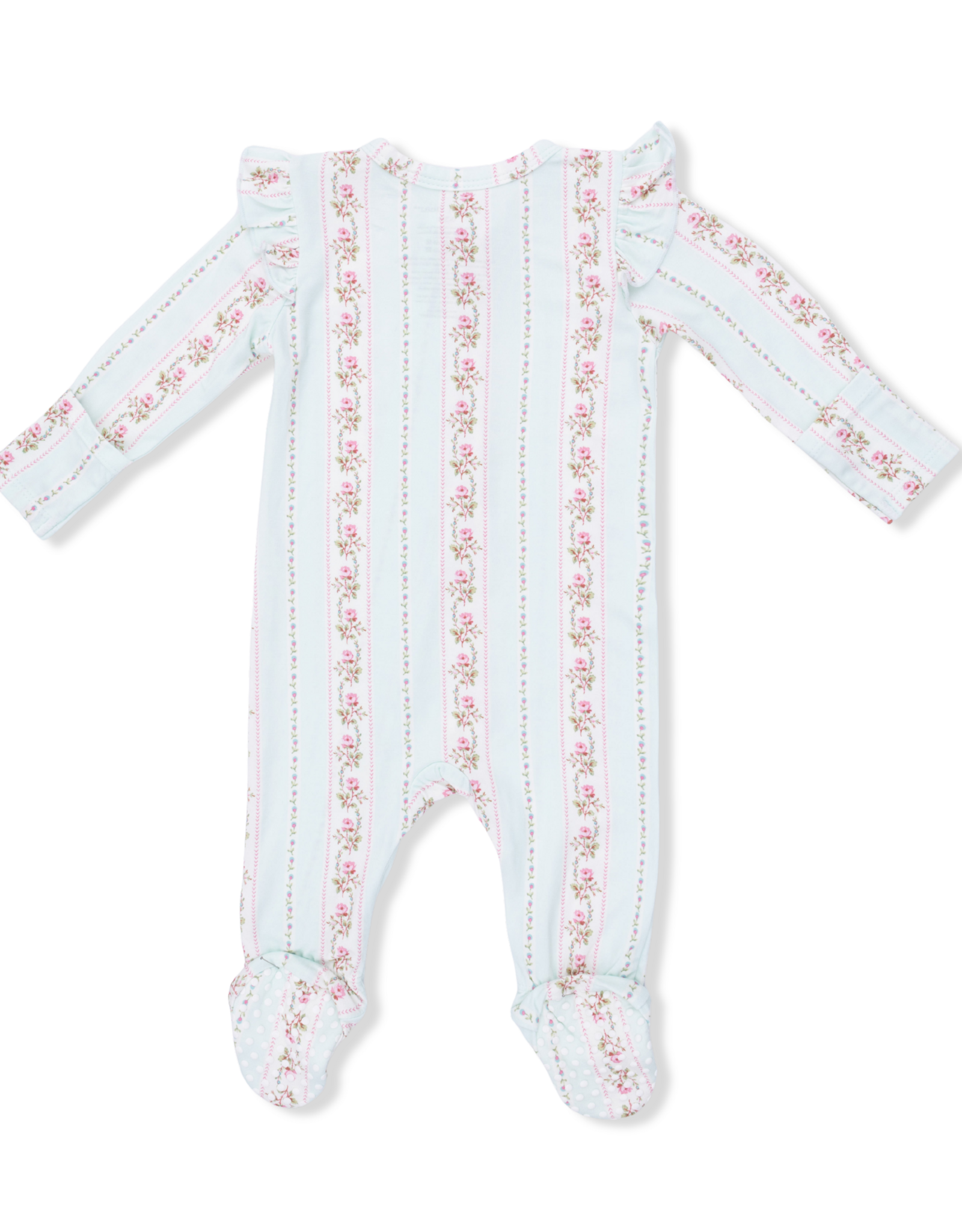 Angel Dear ADS26 2 Way Zipper Ruffle Sleeve Footie Antoinette Stripe