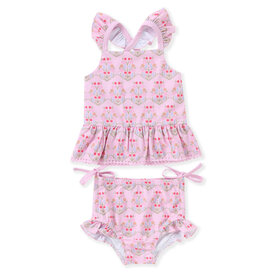 Swoon Baby 2 Pc Tunic Swimsuit Pink Floral